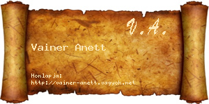 Vainer Anett névjegykártya